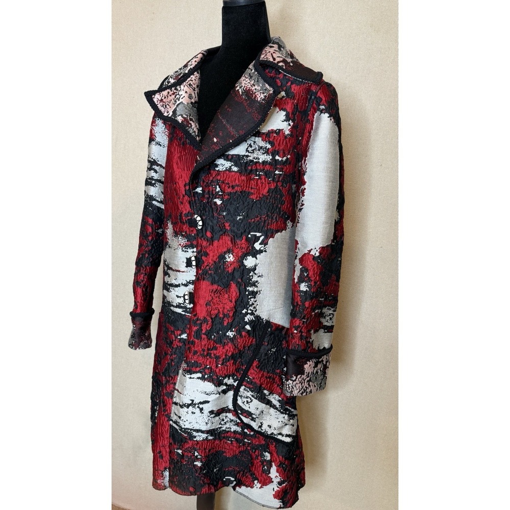 NEW w/ Tags Petit Pois By  Viviana G. Reversable Jaquard Coat Braided Trim